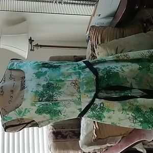Breakin' Loose White/Green/Yellow/Black Floral Swing Dress